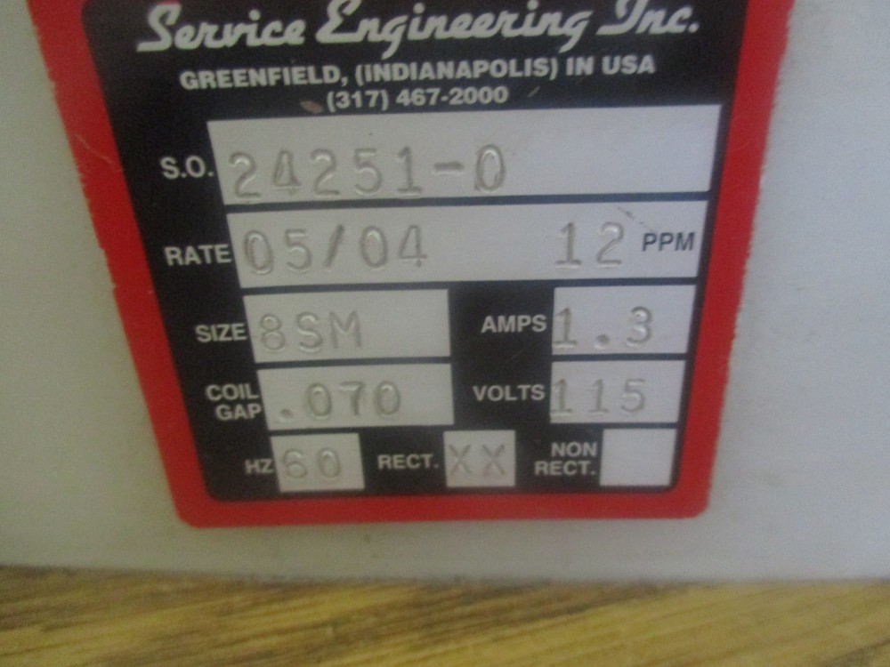Service Engineering Model: 24251-0 Vibratory Line Feeder