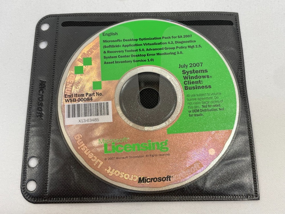 Microsoft Desktop Optimization Pack for SA 2007 DVD Windows Software