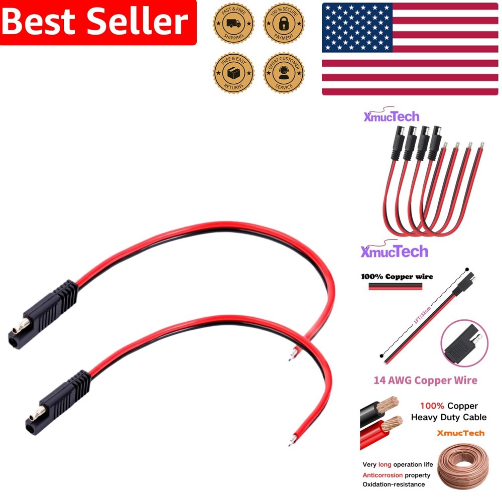 Durable 14AWG SAE Connector Extension Cable - 2pcs Heat Resistant Solution