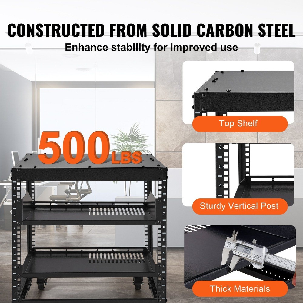 9U 4 Post Open Frame Server Rack Network Enclosure 23''-40'' Adjustable