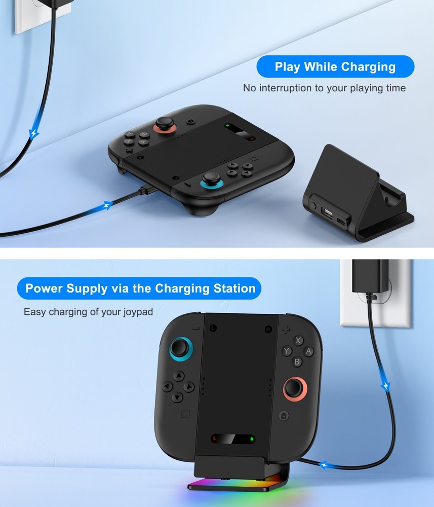 Switch 2 Charging Grip Stand Compatible with Joycon 2 Controller Charger LED