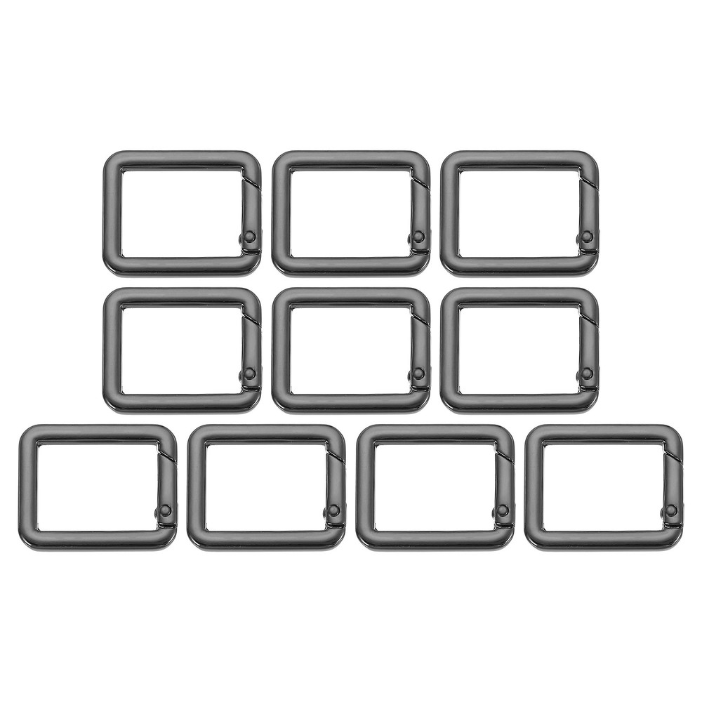10 Pcs 34mm Square Shaped Spring Snap Keychain Clip for Purses Black
