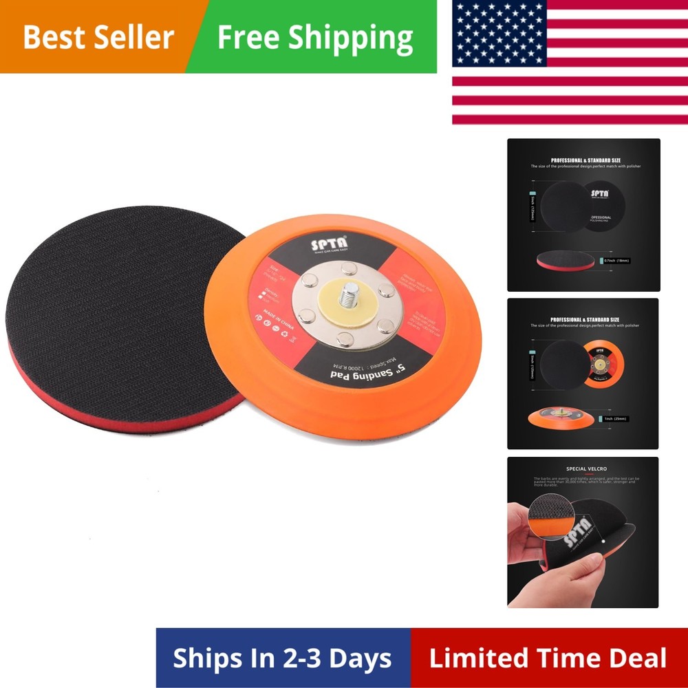 5"125mm Backing Pad Hook and Loop Backing Plate 5/16"-24 Thread DA Air Random...