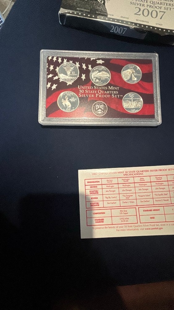 2007 US Mint 50 State Quarters Silver Proof Set