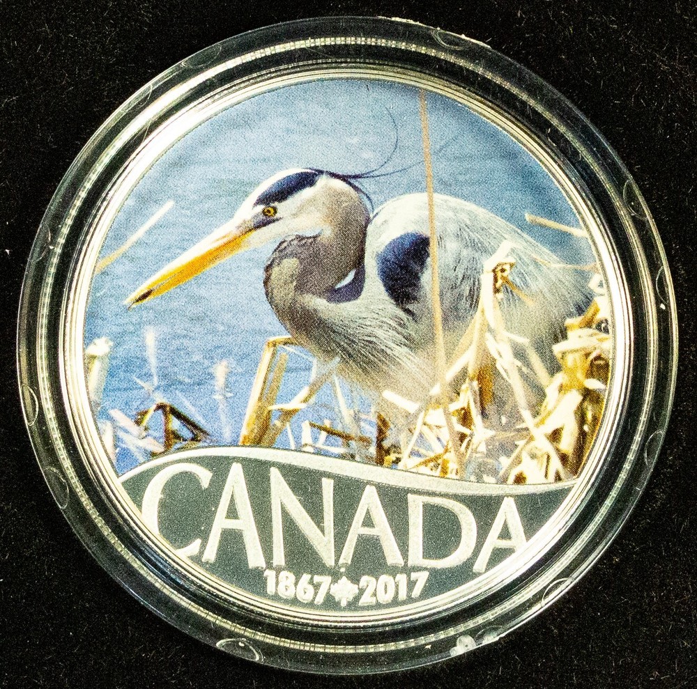 2017 Canada $10 Fine Silver Great Blue Heron Coin