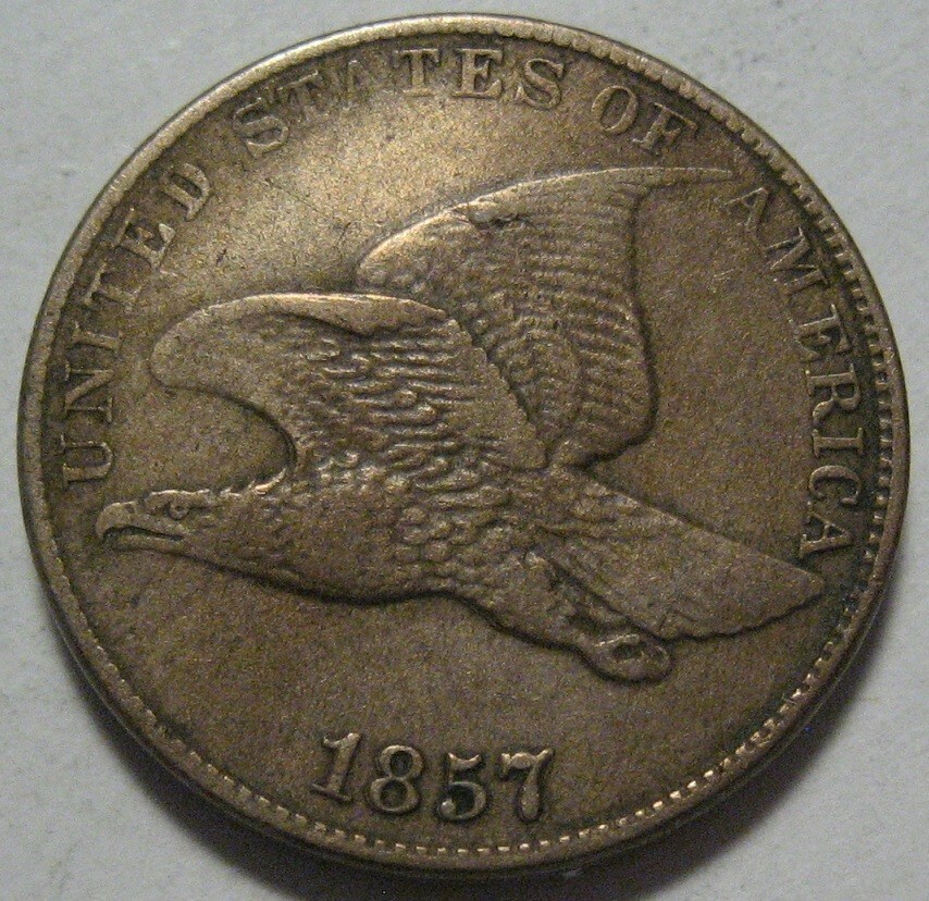 = 1857 VF FLYING Eagle Cent, Doubled Date, FREE Shipping