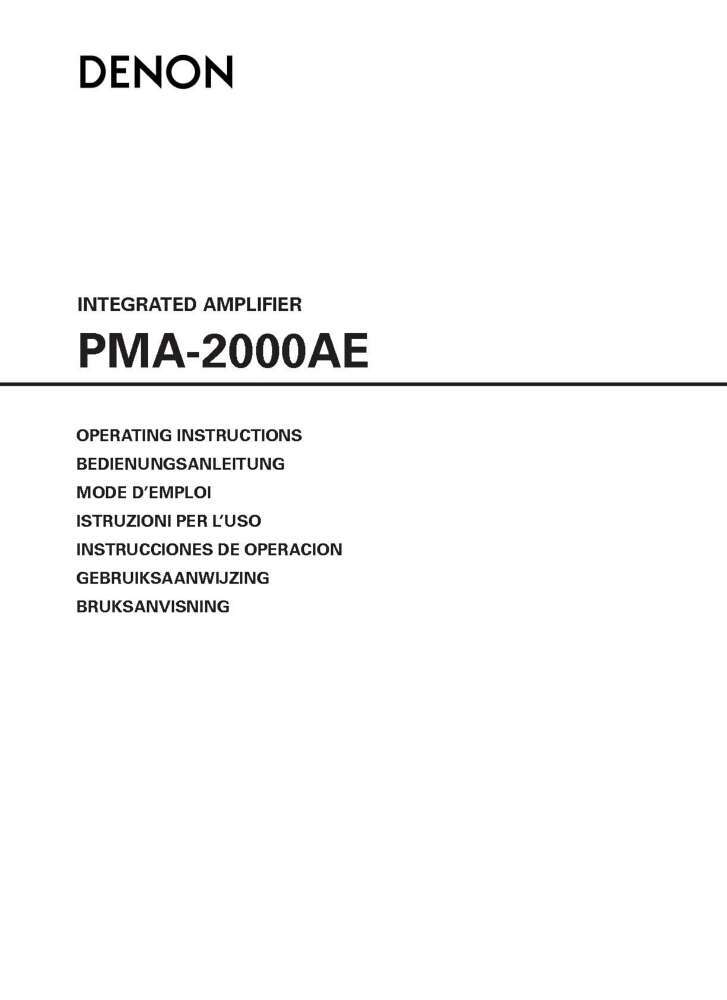 Denon PMA-2000AE Amplifier Owners Manual