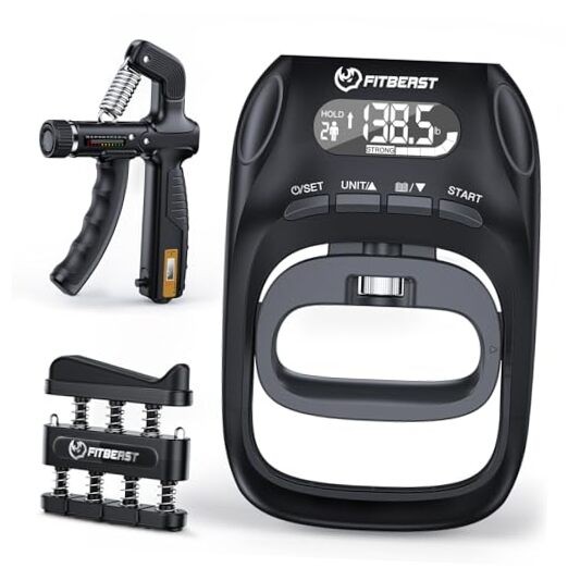 Grip Strength Tester Set with Hand Strengthening Tools – Track Progress, Black