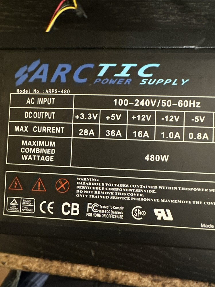 Arctic 480W Power Supply ARPS-480 Desktop Computer