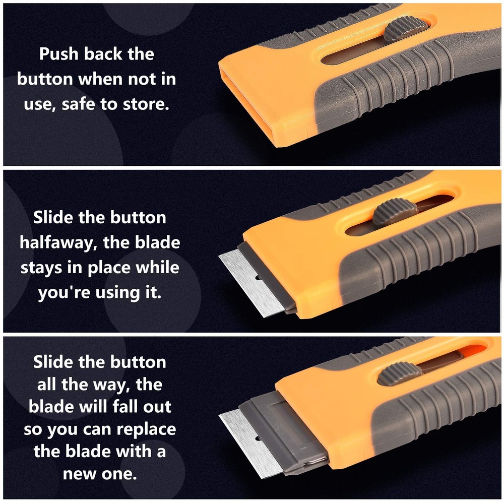 Razor Blade Scraper, 2 Pcs Plastic Retractable 42 Piece Set, Orange