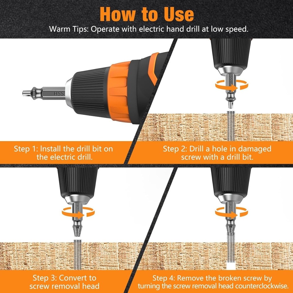 Dual-Head 6 Piece Screw Extractor Set - Fast & Efficient Removal Solution