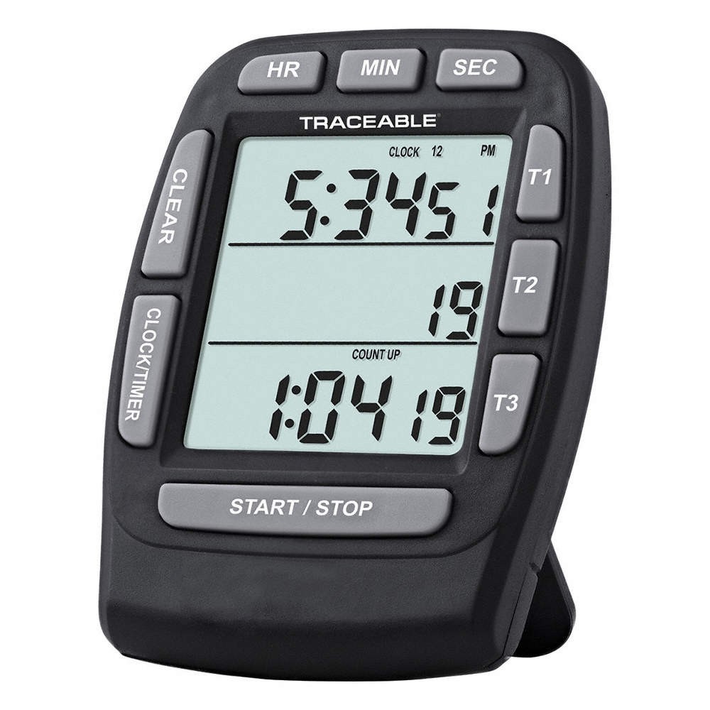 TRACEABLE Digital Clock, CountDown,CountUp, 20hrs 817L93