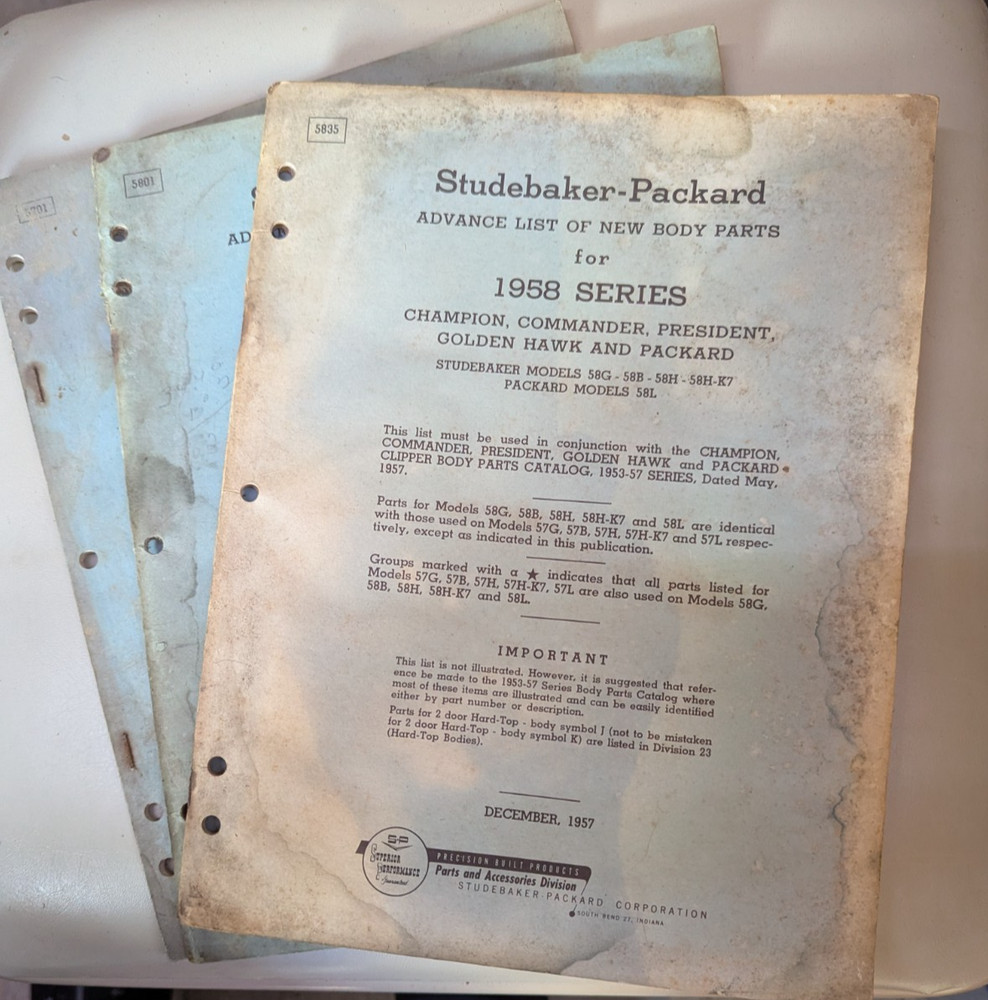 Studebaker Catalog (Three) 1957 & 1958