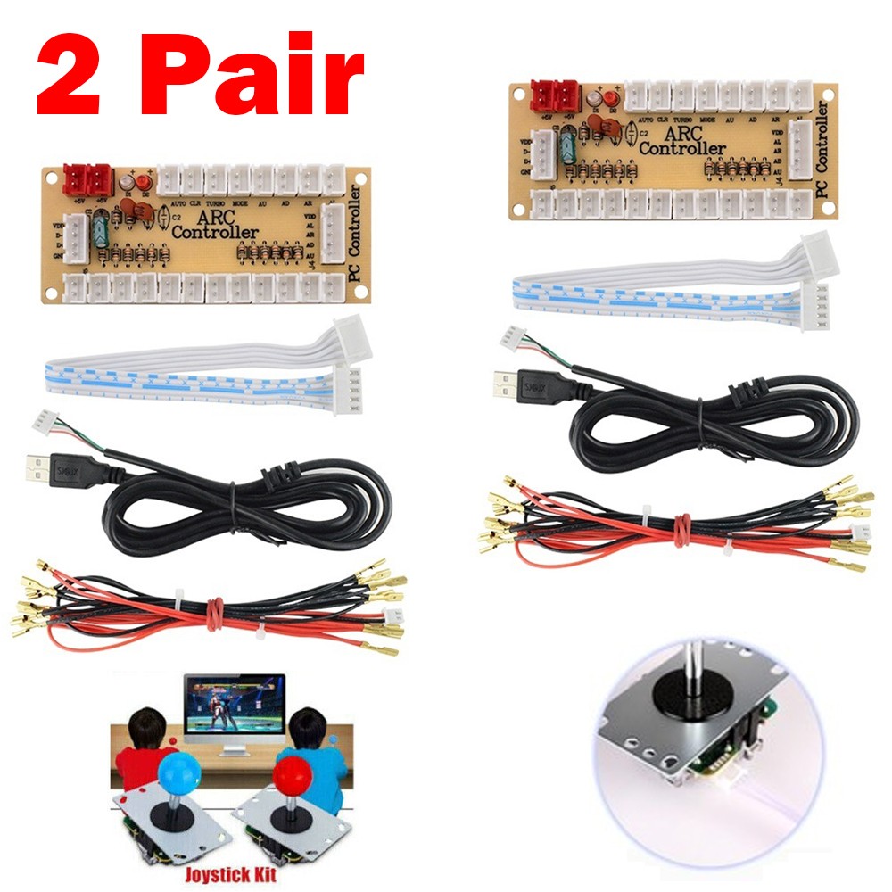 USB Arcade Encoder Zero Delay PC to Joystick 5Pin MAME Sanwa Push Button+Cable