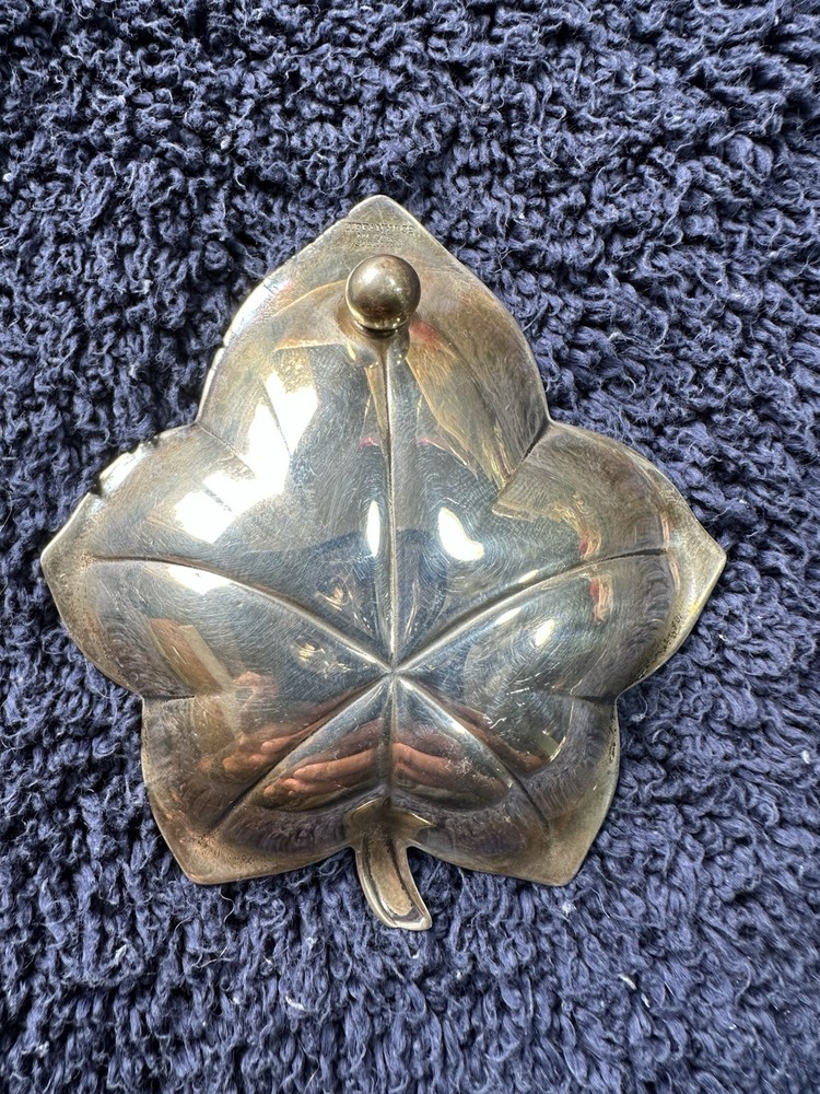Tiffany & Co. Makers Sterling Silver Leaf Shape Trinket Nut Candy Dish Signed