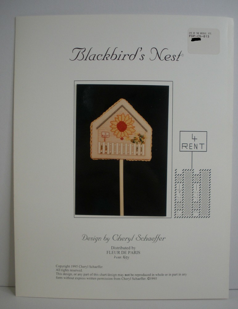 Charted Needlepoint Pattern Blackbird Nest Cheryl Schaeffer 1995