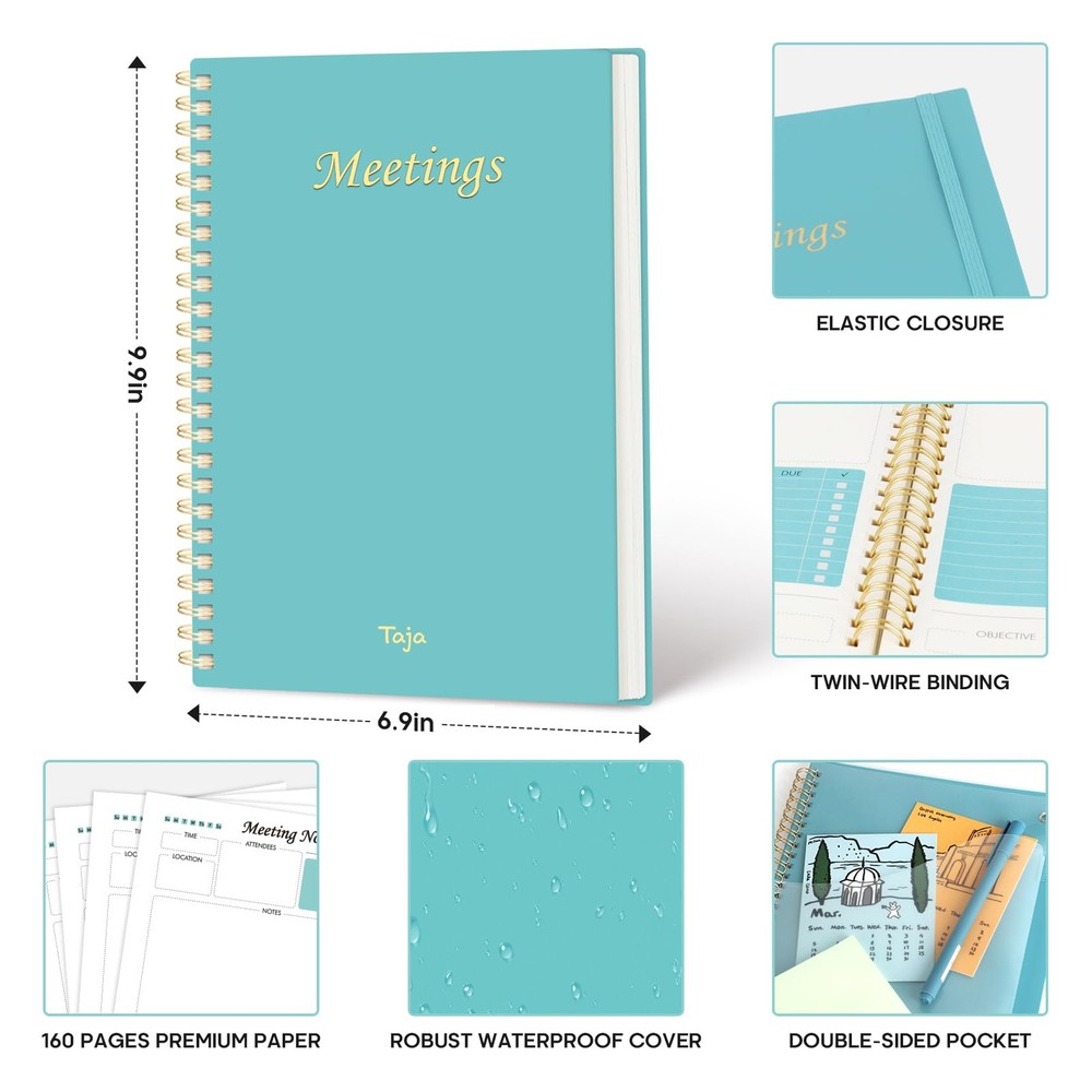 Taja Meeting Notebook for Work Organization - Planner 1 Pack, b.Blue