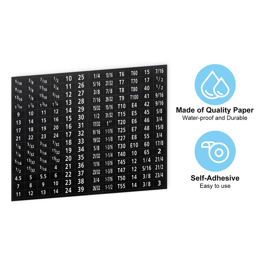2Sets 180 Tool Box Labels Wrench Size Stickers for Tool Organization Black