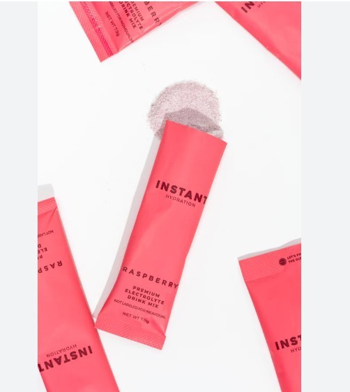 Instant Hydration Electrolytes Powder ~ 3 Single Serving Packs ~ Raspberry