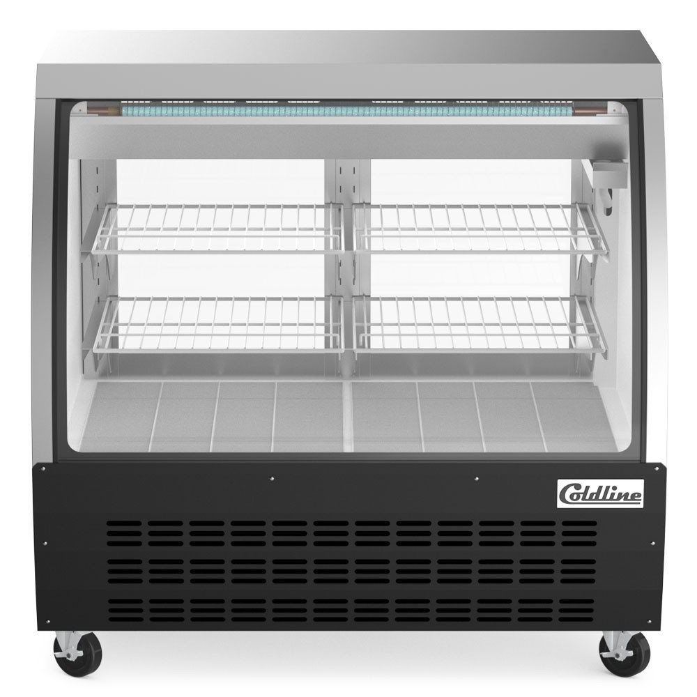 Deli case 48" Gravity Coil. Black, installed casters