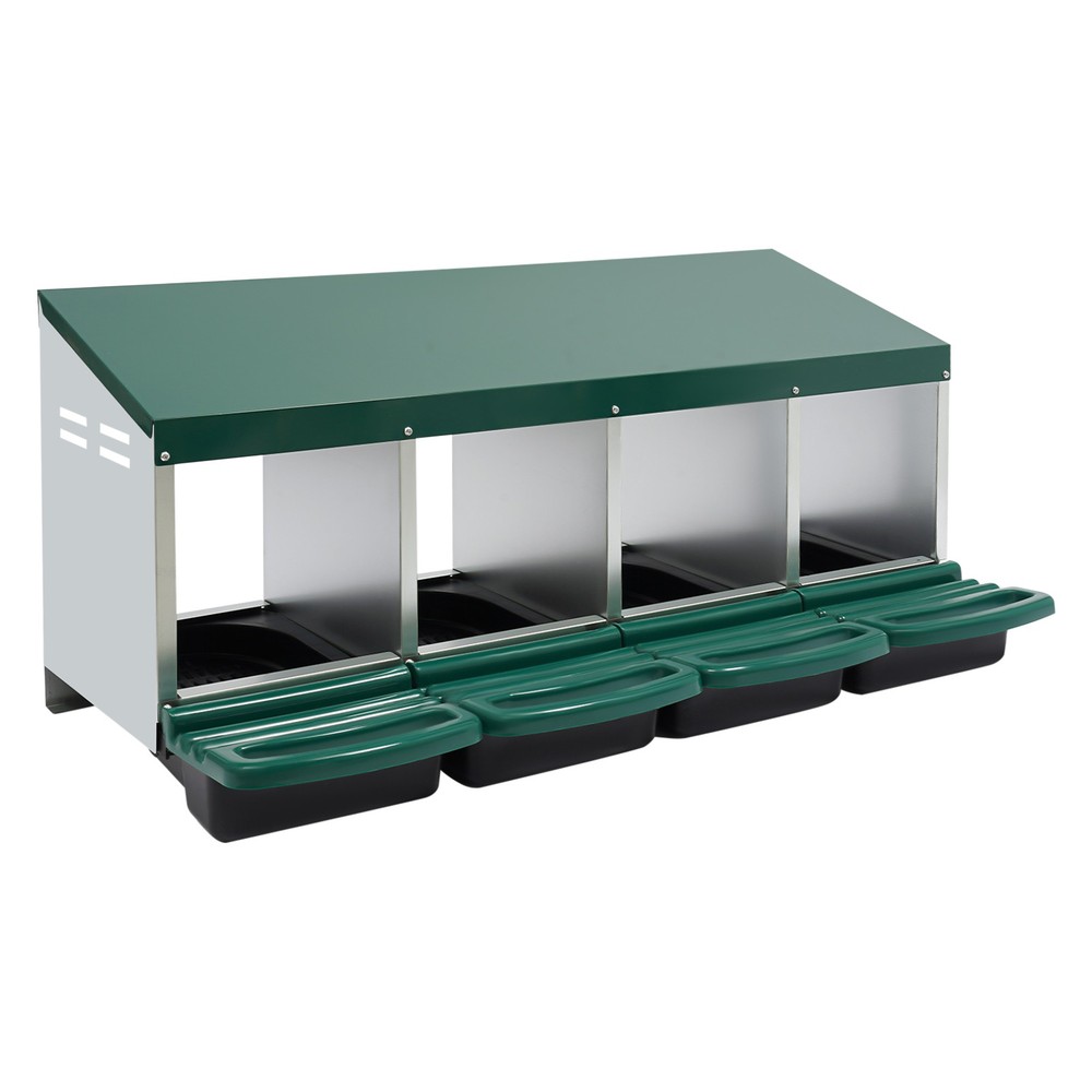 4-grid Green Chicken Nesting Box Chicken Eggs Laying Box with Egg Storage PP
