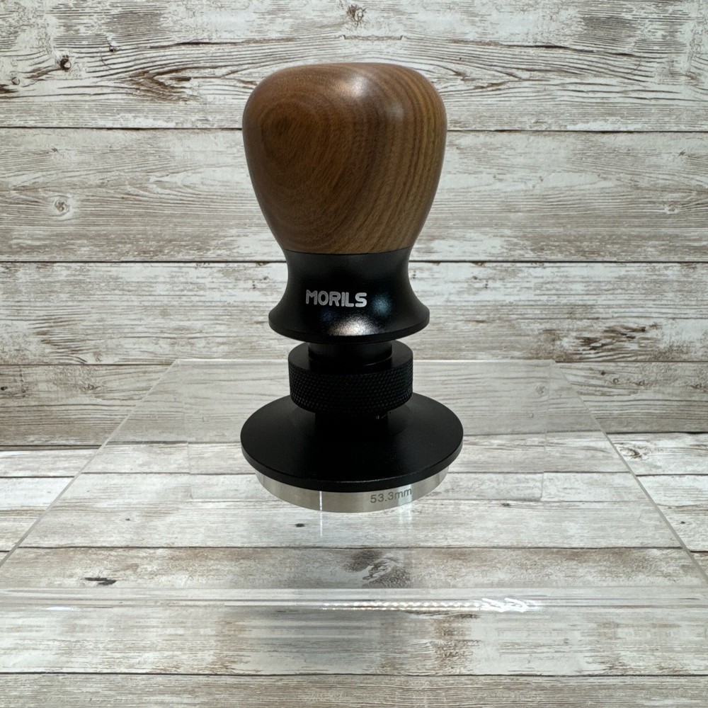 MORILS Walnut Wood Coffee Espresso Tamper Adjustable Depth 53.3mm