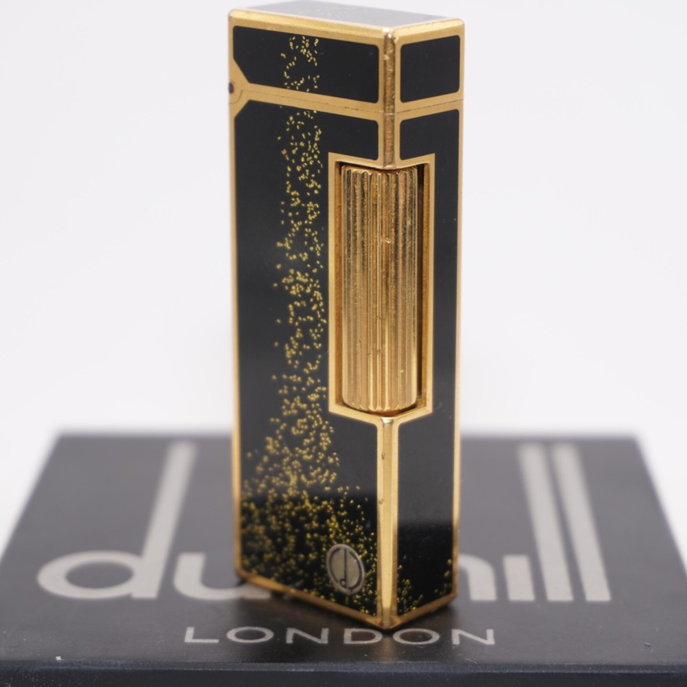 Dunhill Vintage Rollagas Lighter Gold/BLACK Glitter_Working