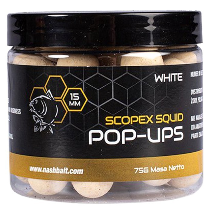 NASH BAIT Scopex Squid POP UPS 15mm White