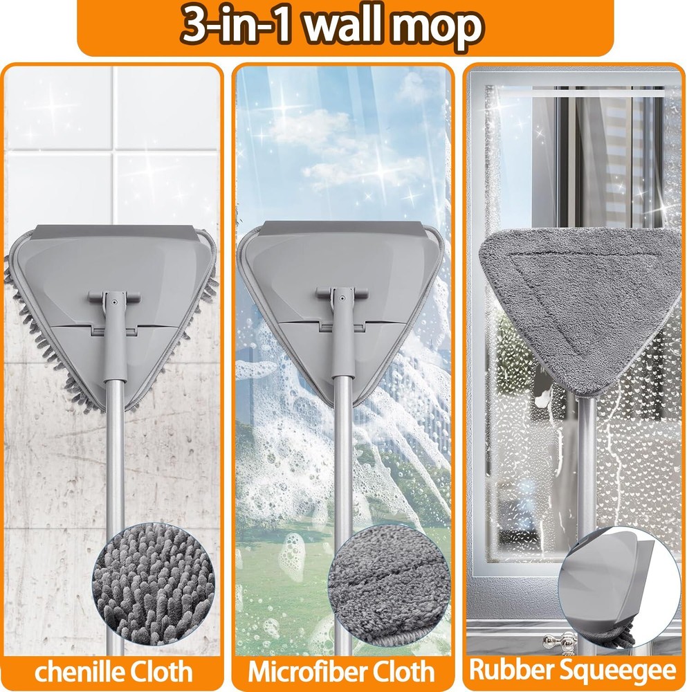 Wall Cleaning Mop with Long Handle, Ceiling Cleaner Tool Duster Adjustable 98"