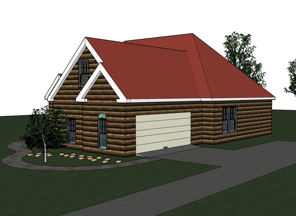 Amanda 1706G-4 log Home, House plan 3 bed room, 2 bath split plan in PDF