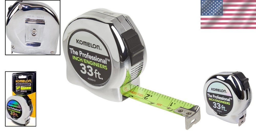 Ergonomically Designed 33ft High-Visibility Tape Measure with Secure Slide Lock