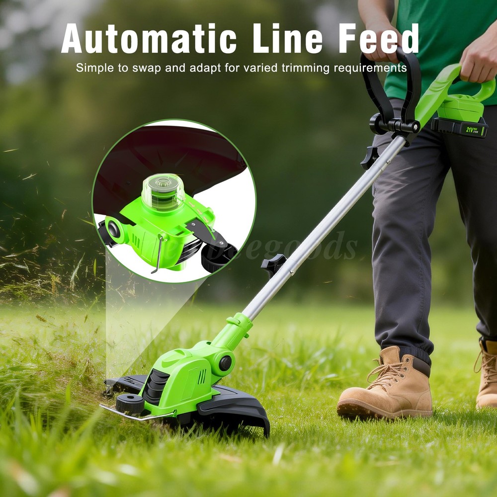 Electric Cordless Grass String Trimmer Lawn Edger WeedWacker Cutter + 2 Battery