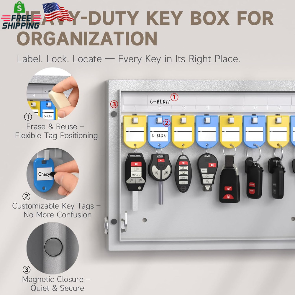 Wehere 16 Key Lock Box Wall Mount, APP Bluetooth/Otp/Wi-Fi/Fixed Code/Key Unlock