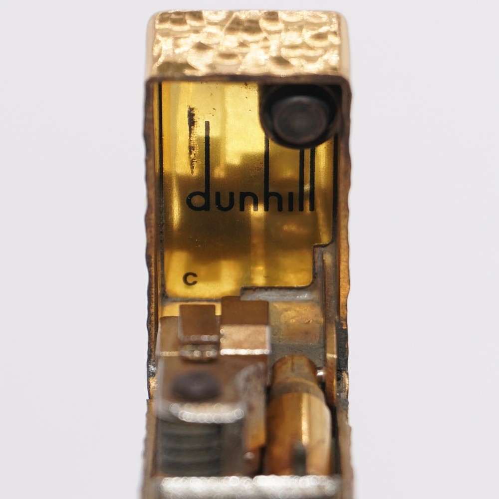 Dunhill Lighter Gold Bark Pattern-Ultrasonically Cleaned_Working