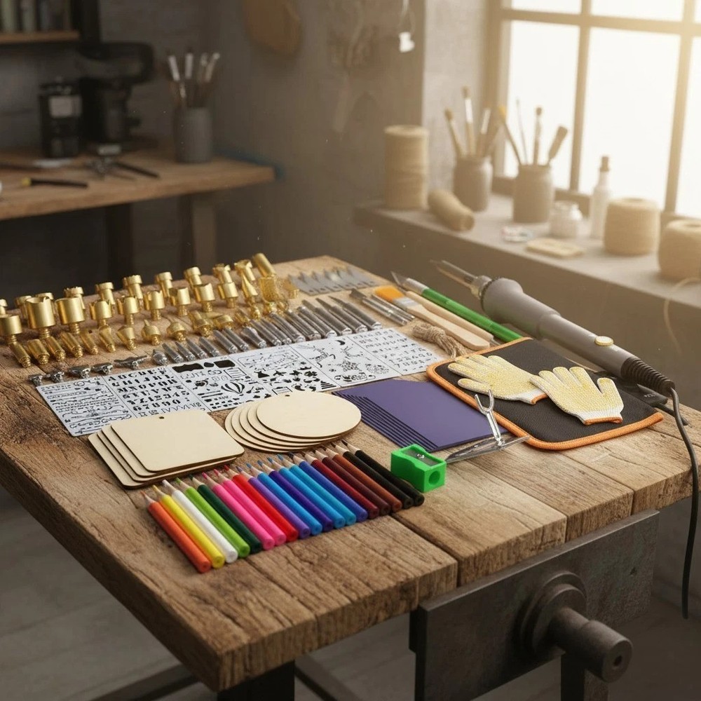 Creative Wood Burning Kit with Heat Resistant Handle and 137 Assorted Components