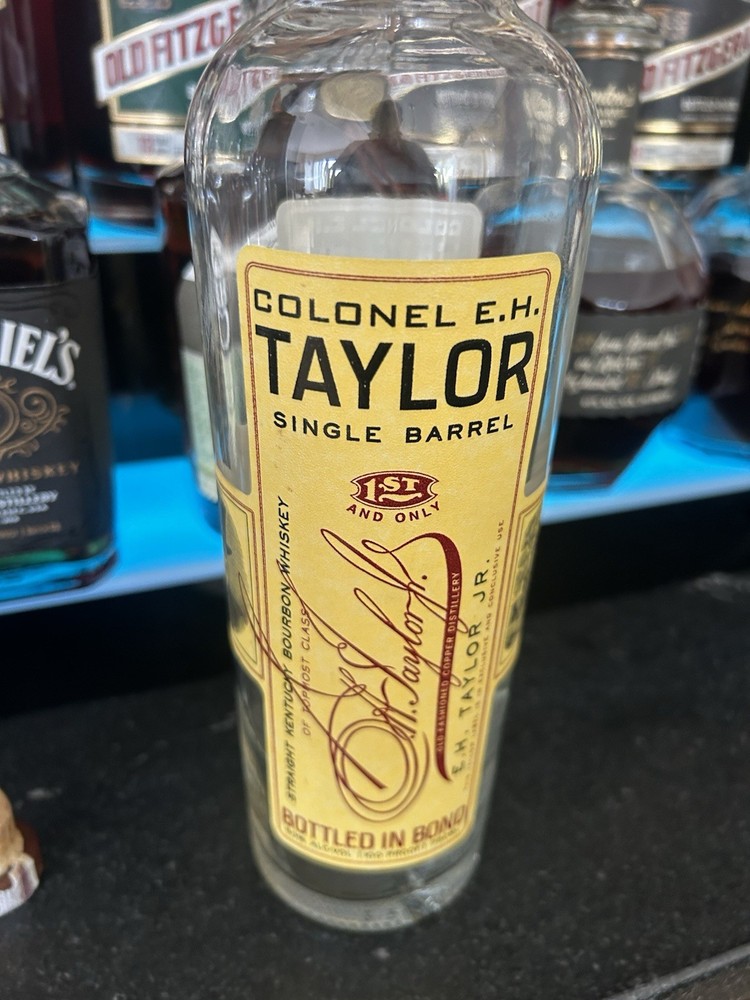 Empty Colonel E.H. Taylor Single Barrel 100 Proof Bottle With Cork