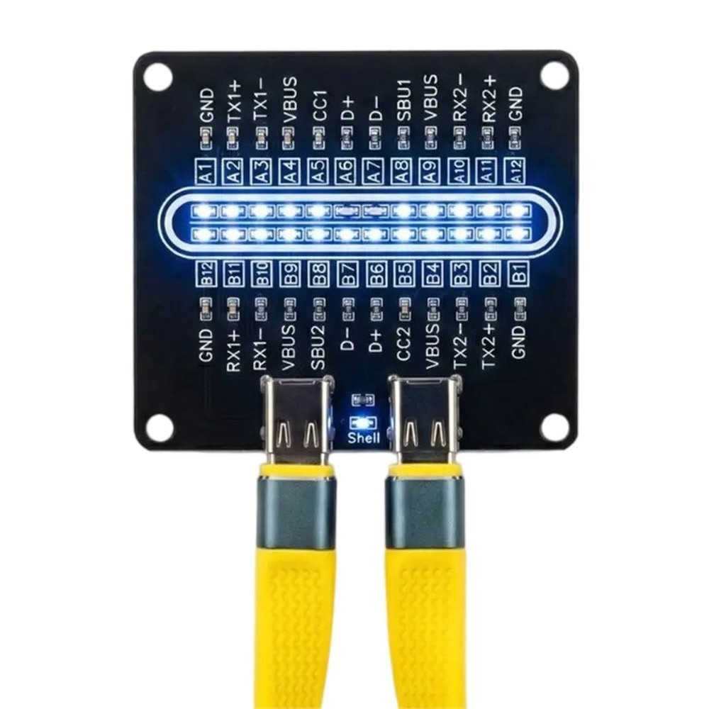 Black USB-C Cable Testing Module for Short Circuit and Open Line Check