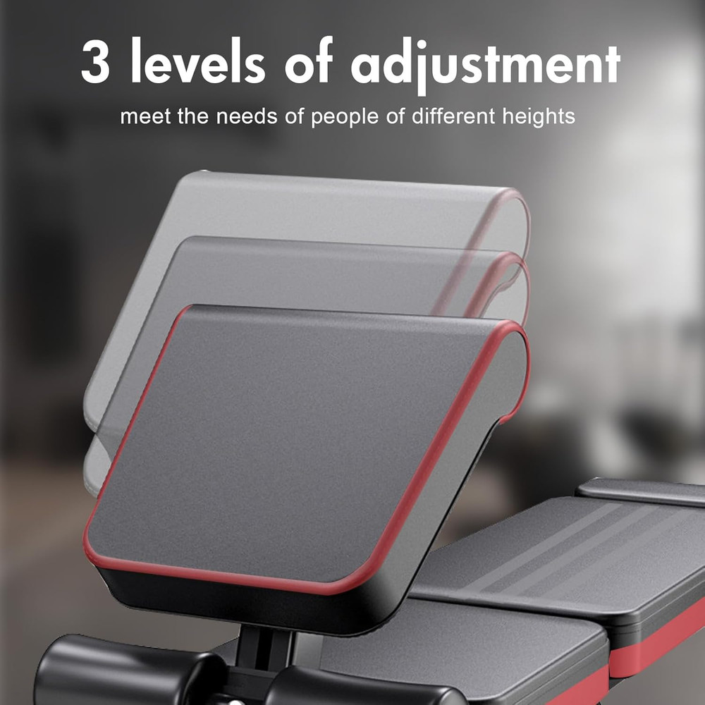 Adjustable Weight Bench, Workout Benches with Leg Extension & Extended Headrest,