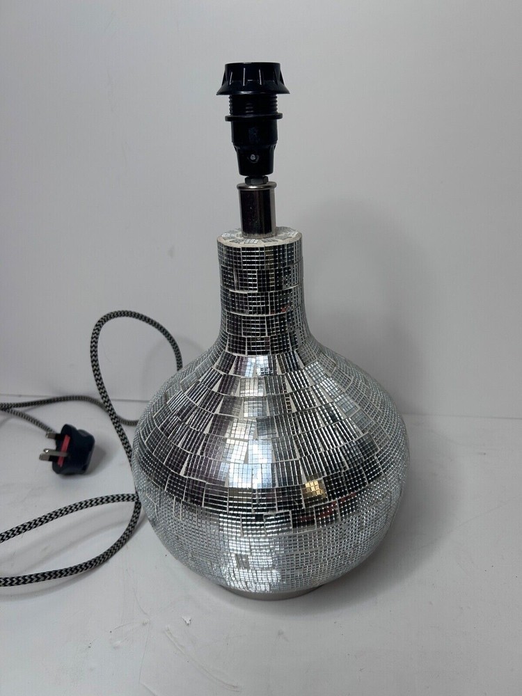 Silver Coloured Metallic Shiny Table Lamp 38cms Modern TJX Ltd Light Lighting