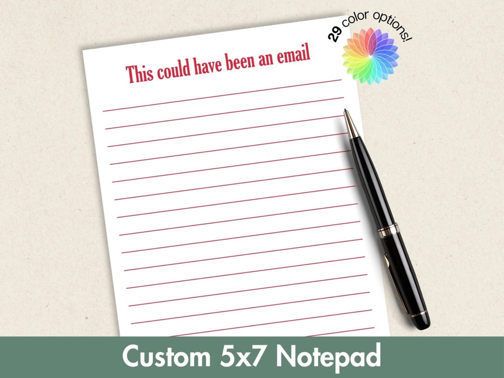 Personalized 5x7 Lined Notepad - Font and Color Options