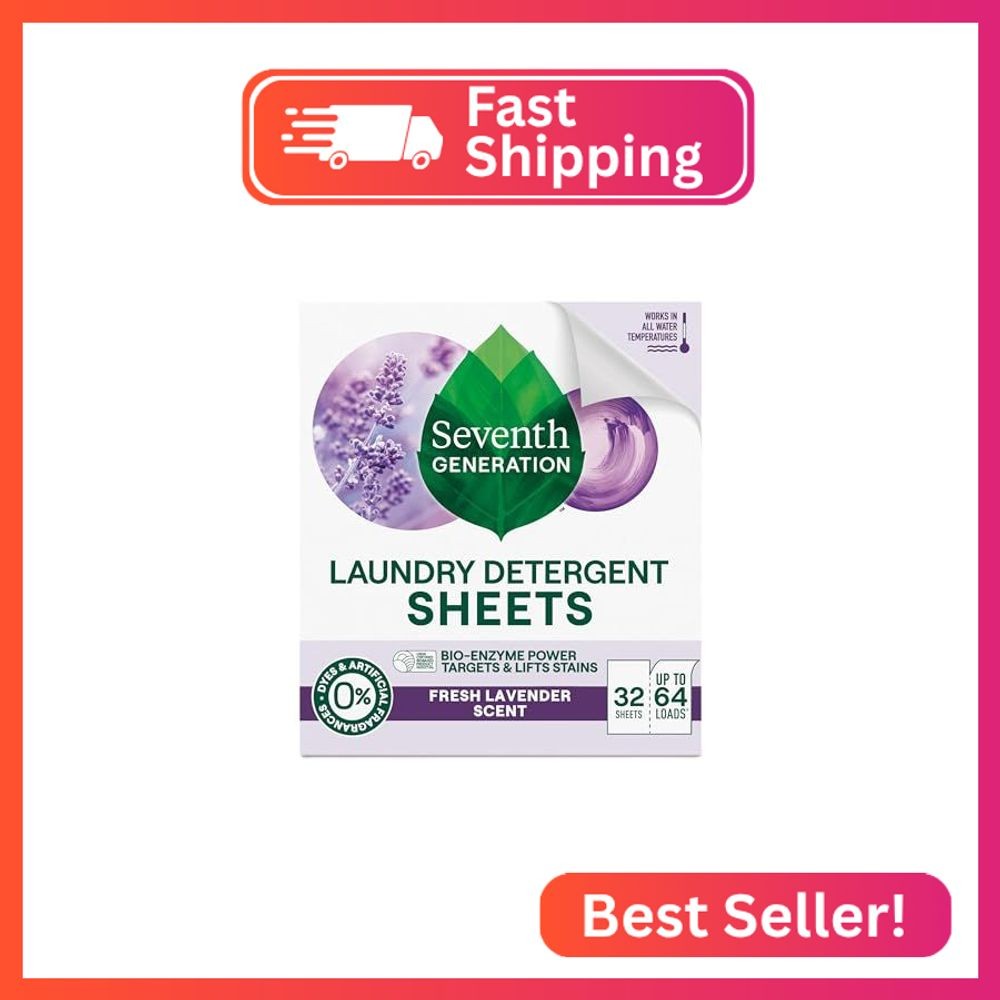SEVENTH GENERATION Lavender Laundry Sheets, 32 CT