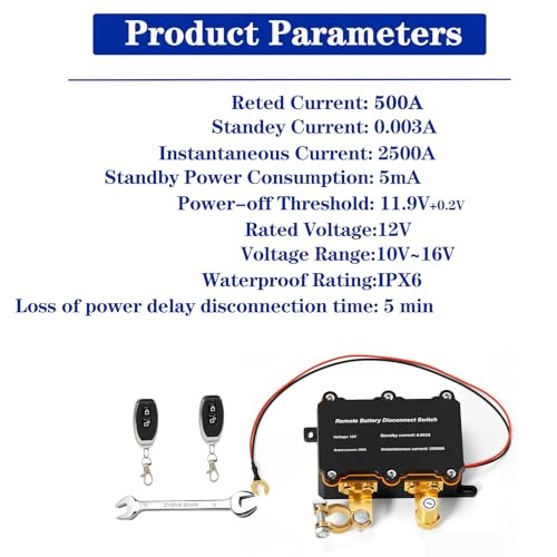 Remote Battery Disconnect Switch 12V 500A - Smart Voltage Control Battery
