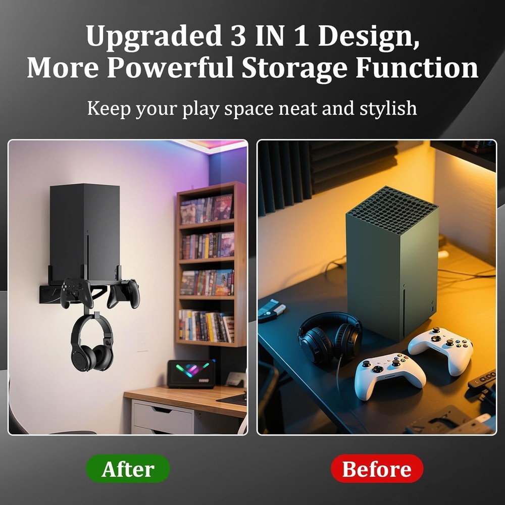 Wall Mount for Xbox Series X Multifunctional Bracket Controller Headset Holders