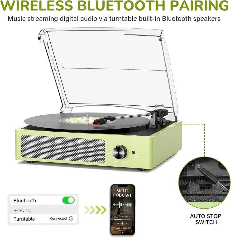 Vintage Vinyl Record Player Bluetooth Speakers