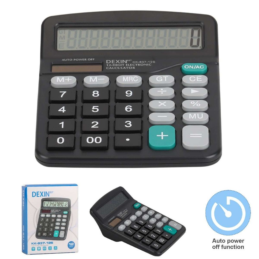 Desktop Calculator 12 Digit Display Battery Solar Basic Big Button Business Home