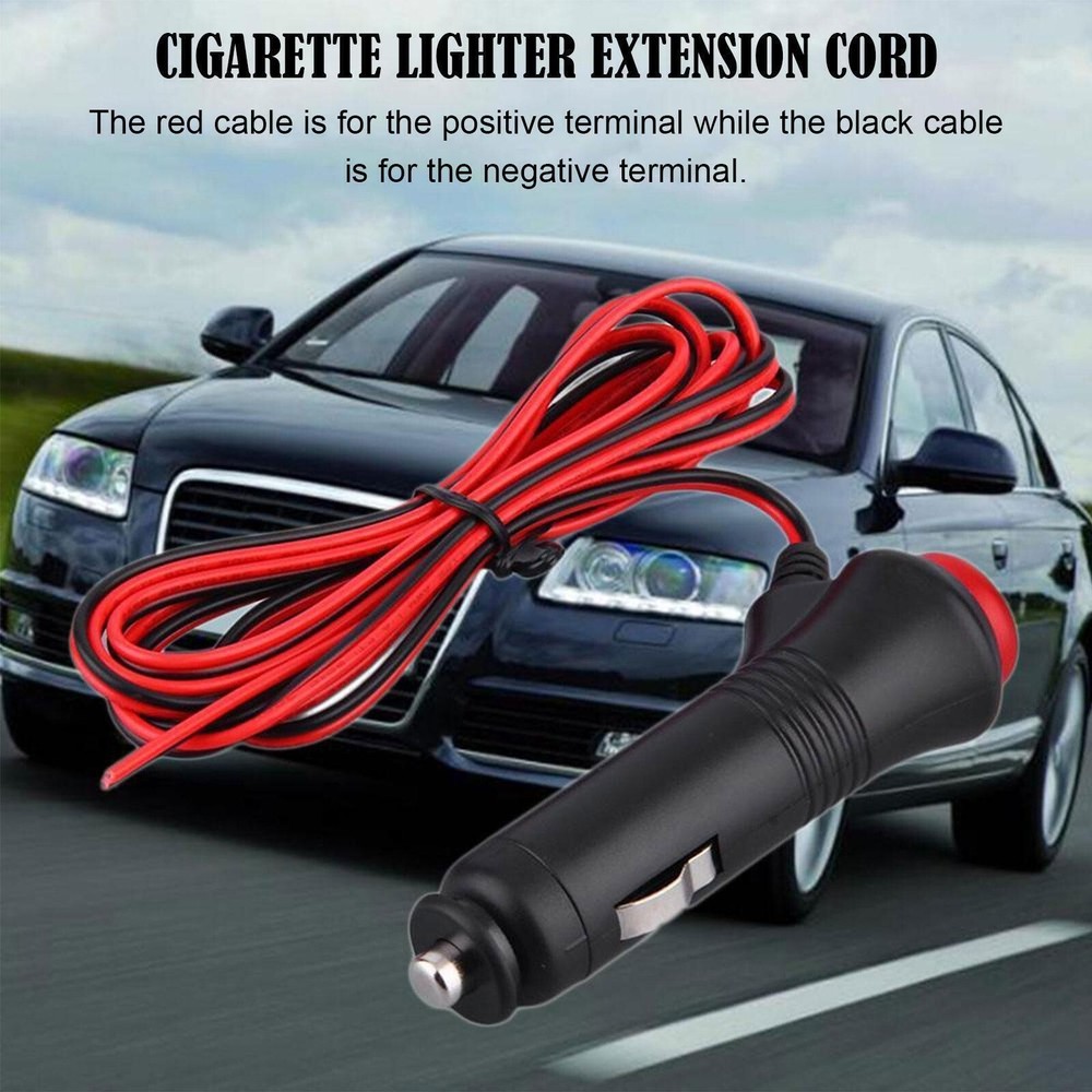 12V-24V 3FT 3A Car Cigarette Lighter Socket Plug Connector Red On/Off Switch