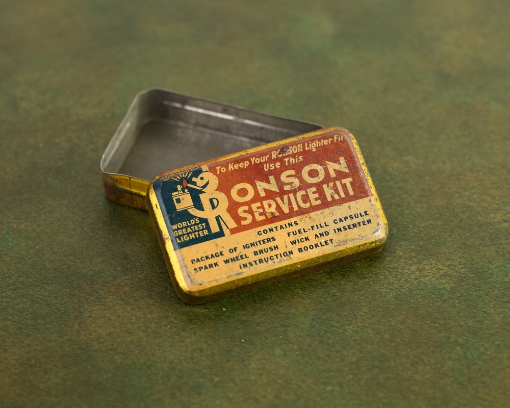 Ronson Lighter Service Kit Tin Box Vintage Primitive