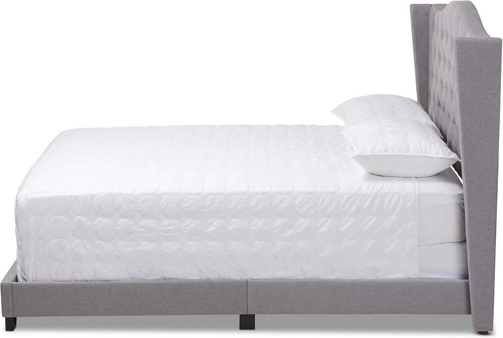 Stylish King Grey Bed Frame - Box Spring Required for Ultimate Comfort