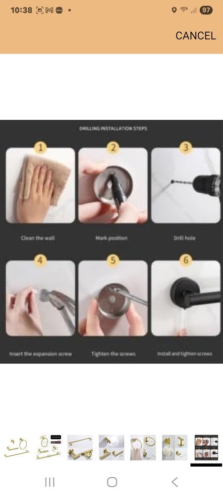 Gold bathroom accessories set
