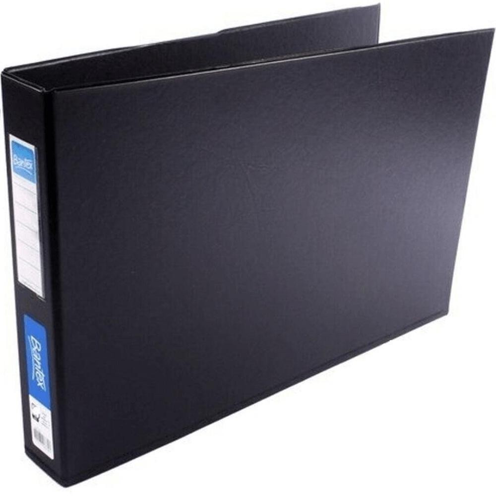 NEW 4x Bantex Ring Binder Folder Landscape 2D Ring 65mm A3 Black Box BULK